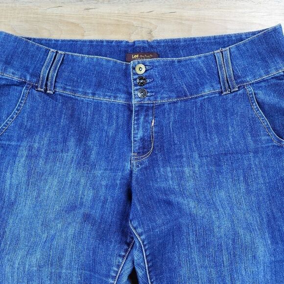 💇‍♀️Lee Dark Wash One True Fit Lower On The Waist Crop Jeans Size 18 - Picture 4 of 9